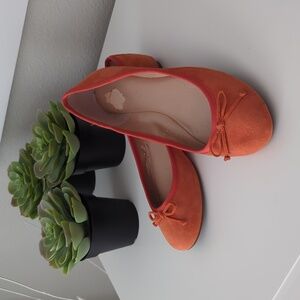 Banana Republic Orange Suede Bow Ballet Flats